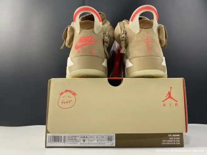 Official Maikesneakers Retro Khaki Travis DH0690-200 Scott 6 Air British Jordan 0624